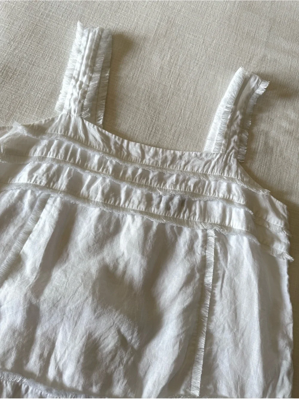 J. Crew Linen White Fringe Trim Tank, size 12